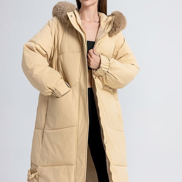 Sienne-Hooded Zip-Up Long Puffer Coat
