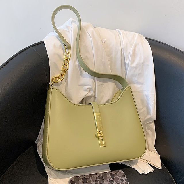 NewTown-Faux Leather Chained Shoulder Bag