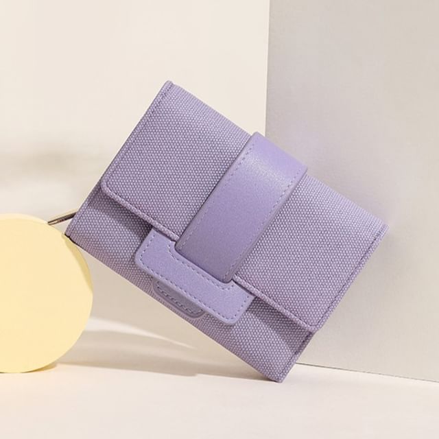 Taomicmic-Plain Faux Leather Trifold Wallet