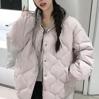 Fabricino-Plain Quilted Button Jacket