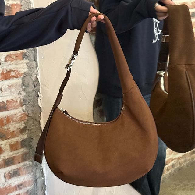 Bolso-Plain Faux Suede Shoulder Bag