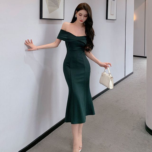 mermaid 2 piece dress Two Piece Spaghetti Straps Mermaid Cross Back Satin Black Long Prom  Dresses, 2 Pieces Black Formal Dresses, Black Graduation Dresses