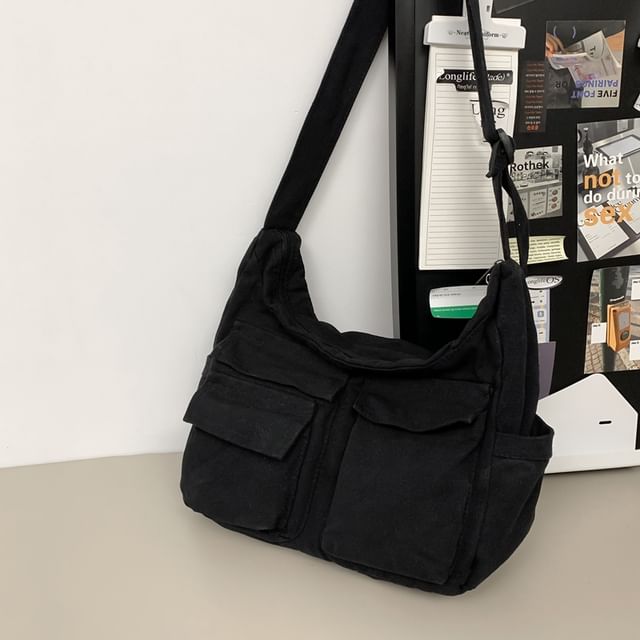 Melois-Plain Canvas Crossbody Bag