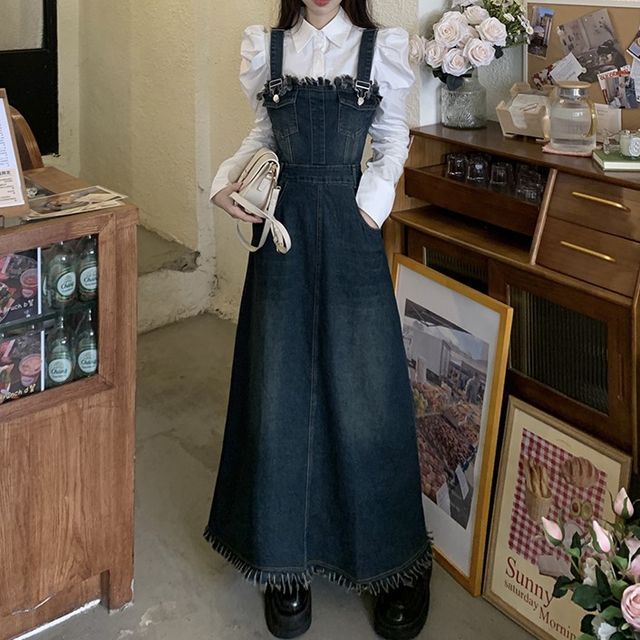 ripped denim dungaree dress Wildfox Artist Dungaree Denim Overalls Jean Mini Dress, Distressed/ Ripped XS