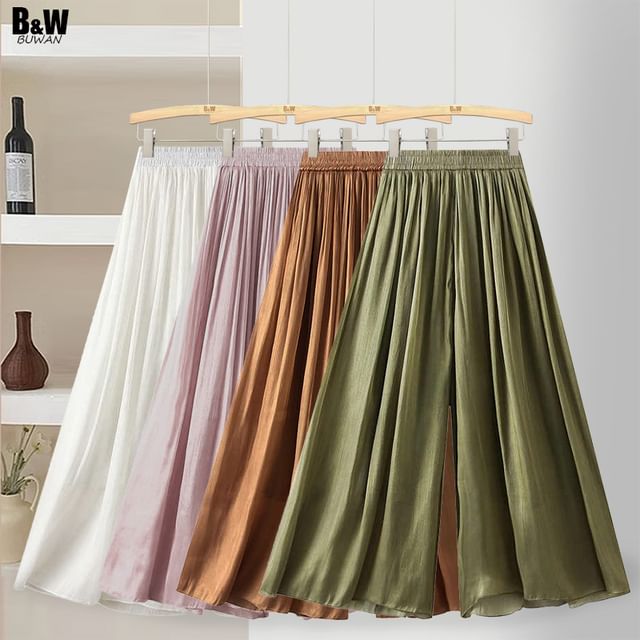 Lexama-High Waist Plain Wide Leg Pants