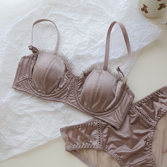 Wildery-Plain Satin Bra Panty Set