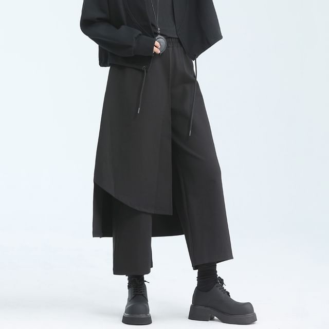 SIMPLE BLACK-High Rise Crop Straight Leg Pants