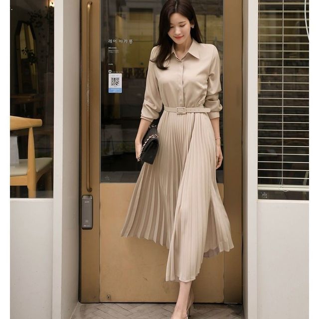 knee length dresses for ladies Pleated Midi Dress – Elie Tahari