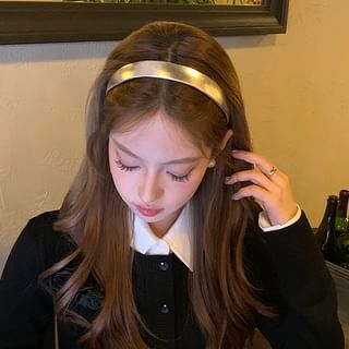 Jael-Metallic Faux Leather Headband