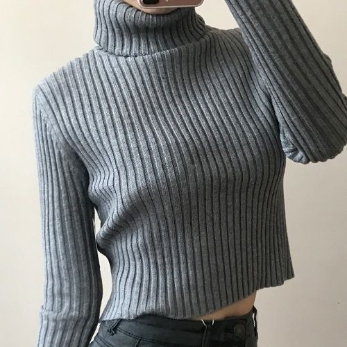 Atelier Kita - Plain Turtleneck Cropped Sweater | YesStyle