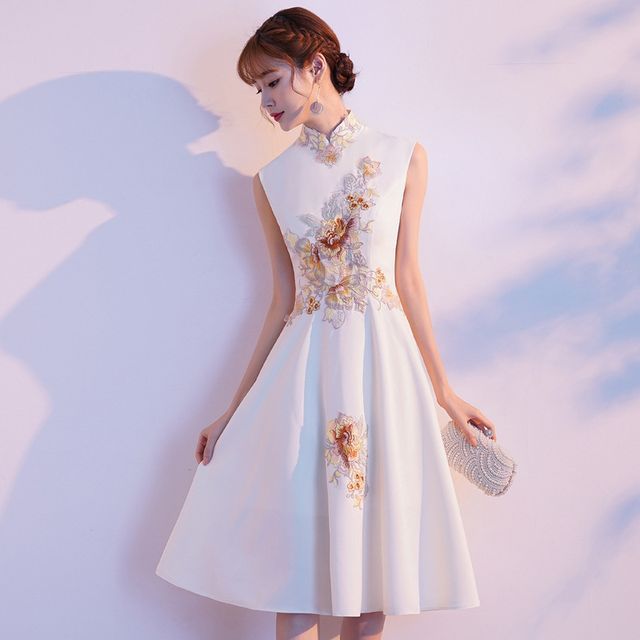 mandarin collar cocktail dress Mandarin Collar Floor Length A-line Formal Occasion Dress Evening Dresses