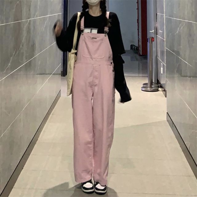 Iridee - Striped Corduroy Jumper Pants 