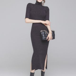 turtleneck short sleeve dress
