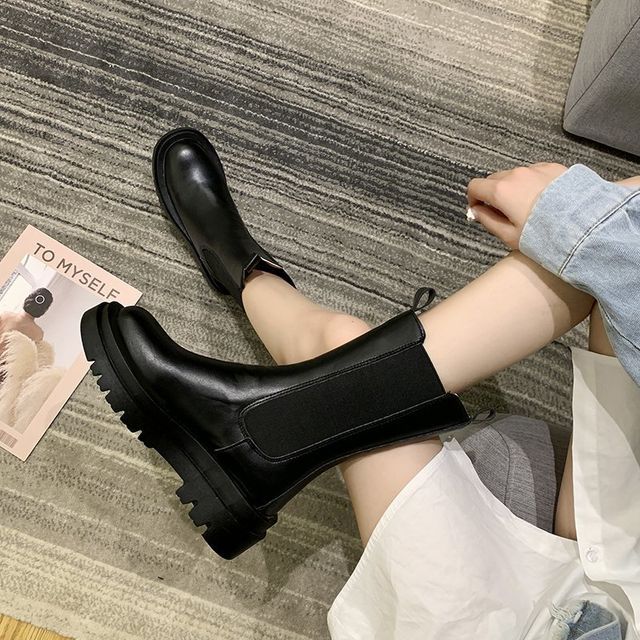 mid calf platform chelsea boots