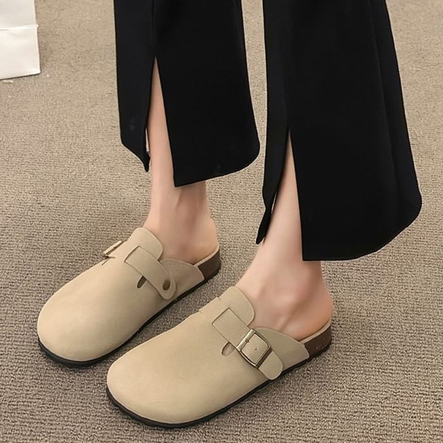 Vindler-Platform Plain Buckled Mules