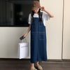 Short-Sleeve Plain Tee / Denim Dungaree Dress / Set