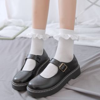 Gentiana-Plain Ruffle Crew Socks
