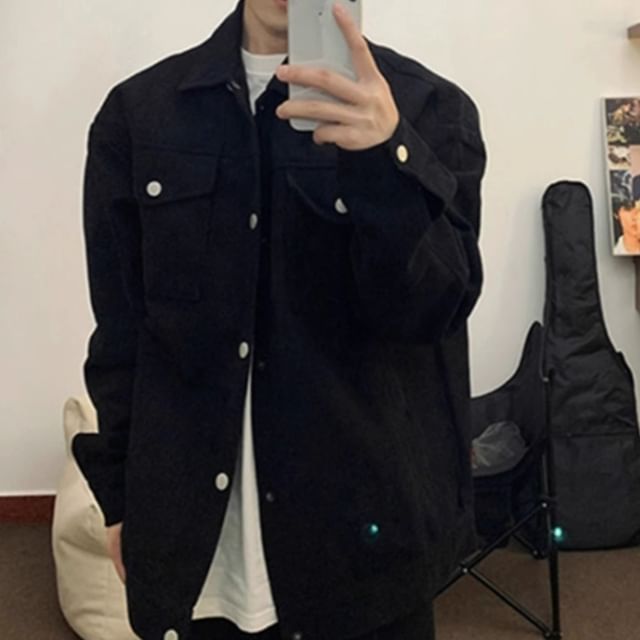 emeisa-Collared Button-Up Jacket