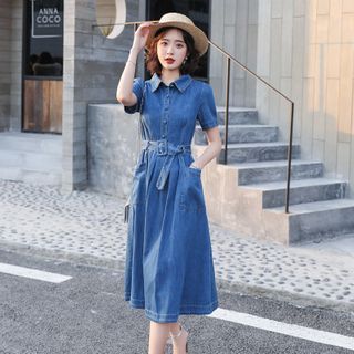 denim dress tie waist