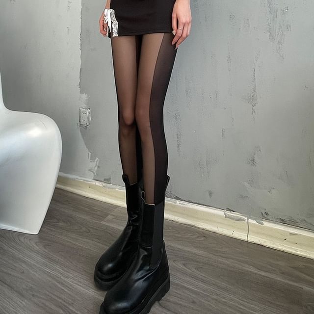 Lychee-Sheer Two Tone Tights