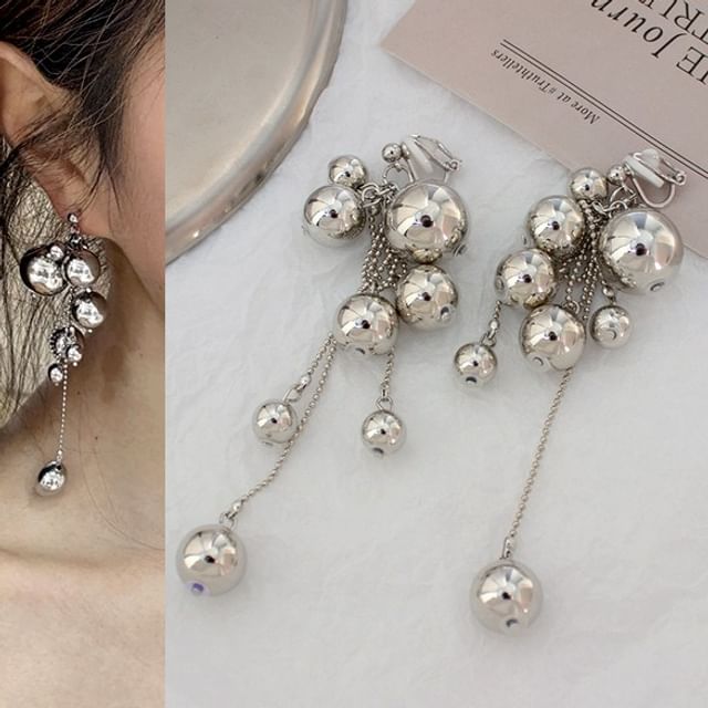 Joodii-Ball Drop Earring Clip On Earring