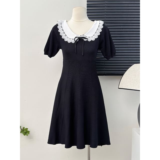 chinese dress ladies 35-1 Lace Dress with doubled Peter Pan collar