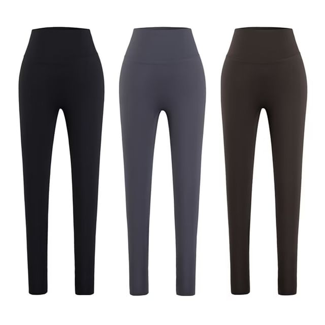 Hollahop-High Waist Plain Leggings