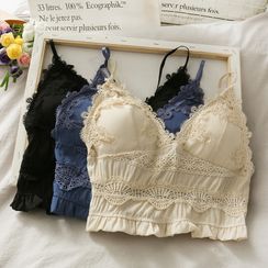 Cap-Sleeve Lace Corset Top