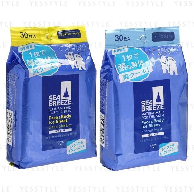 制汗・デオドラント SEA BREEZE Face & Body Ice Sheet Shiseido - Sea Breeze Face & Body Ice Sheet 30 pcs - 2 Types