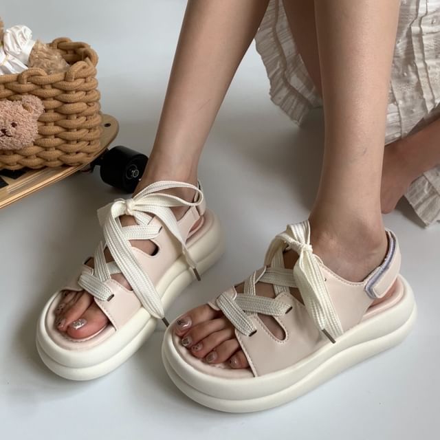 Queen Zoo-Platform Lace-Up Sandals