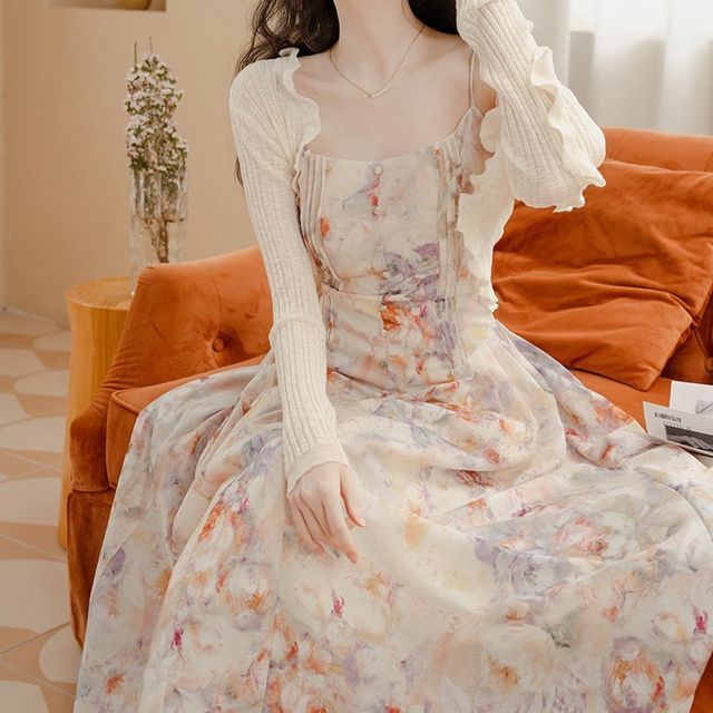 white christmas dresses Vintage Inspired Floral Cottagecore Dress 3053 – Xiaolizi main image 0