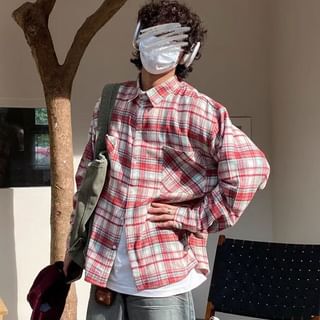 Jilliana-Collar Plaid Pocket Detail Shacket