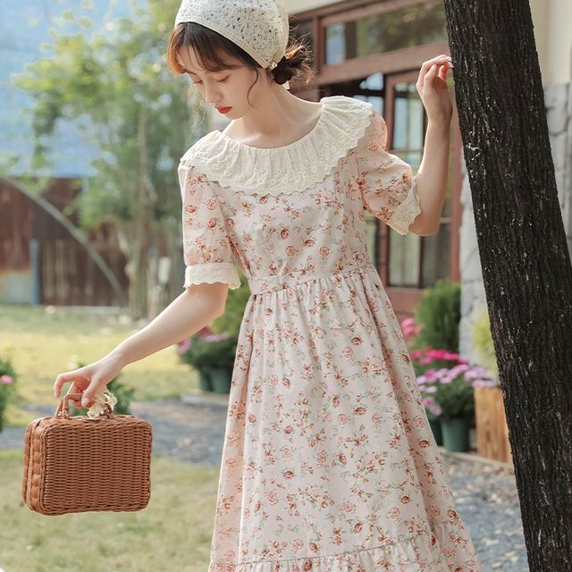 lace up blue dress Dusty Blue Strapless A-Line Floral Ruffled Long Prom Dress with Lace Up Back