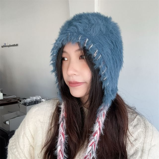 4-4 STUDIO-Two Tone Fluffy Bonnet Hat