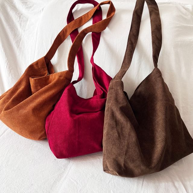 Skyglow-Plain Corduroy Crossbody Bag