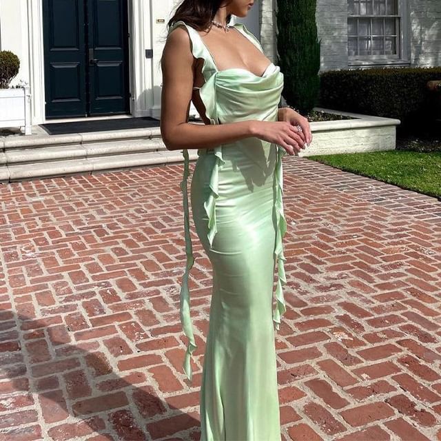 green emerald velvet dress Amazon.com: Women's Ruffle High Split Tube Bodycon Dress Ruched Sleeveless  Strapless Sexy Dresses Party Club Prom Evening Dress Army Green : Clothing,  Shoes & Jewelry