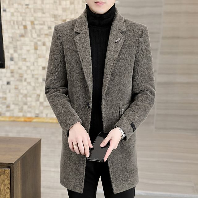 Bay Go Mall-Notch Lapel Plain Button Coat