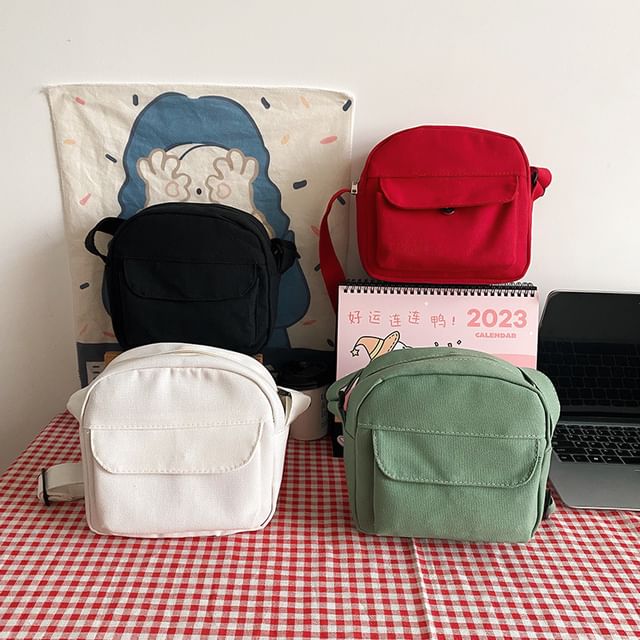 Mulgam-Canvas Plain Crossbody Bag