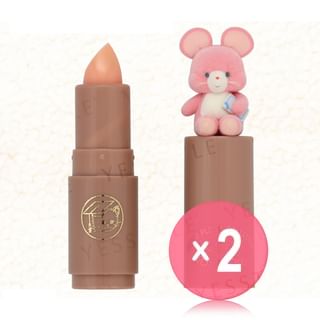 SHOBIDO - Yoshitoku Retro Plush Collection Q Pippi Lip Cream With Flocked Mascot  2pcs Bundle Set