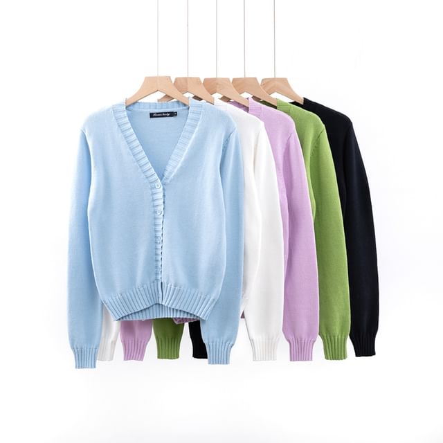 Ulark-V-Neck Plain Cardigan