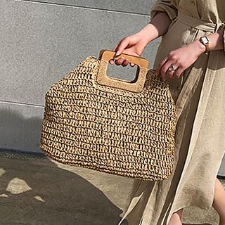 Kaiiza-Rectangular Handle Woven Handbag