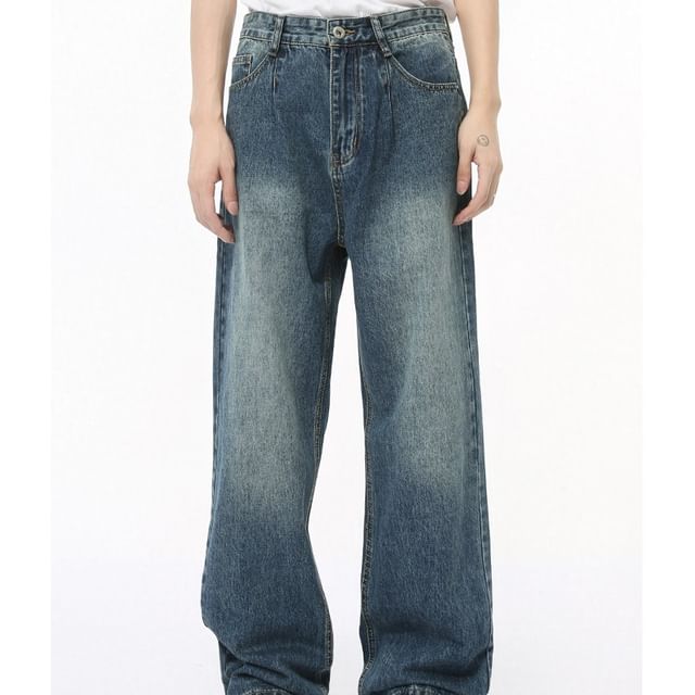 FAERIS-Mid Rise Washed WideLeg Jeans