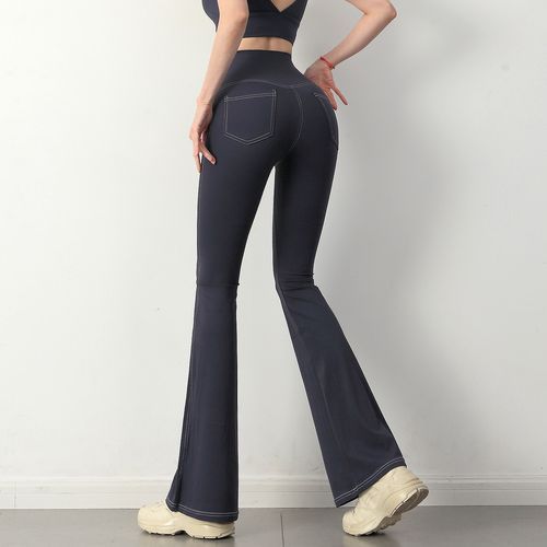 Glittlefaux - High Waist Contrast Stitching Bootcut Yoga Pants