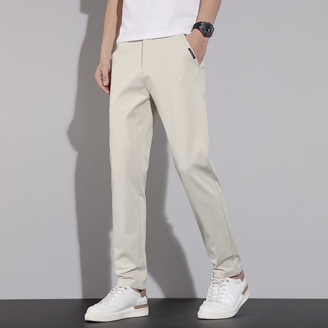Andrei-Mid Rise Plain Tapered Pants