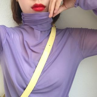 mesh turtleneck top