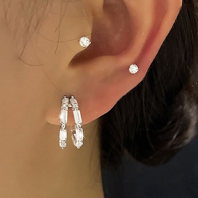 Chimerro-Rhinestone Layered Hoop Earring