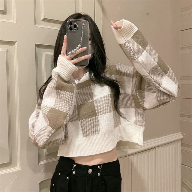 Knit Sweater Shein Plaid Sweater SheIn Sweaters At Reasonable