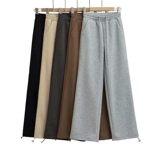 Norium - Drawstring Waist Plain Wide Leg Sweatpants | YesStyle