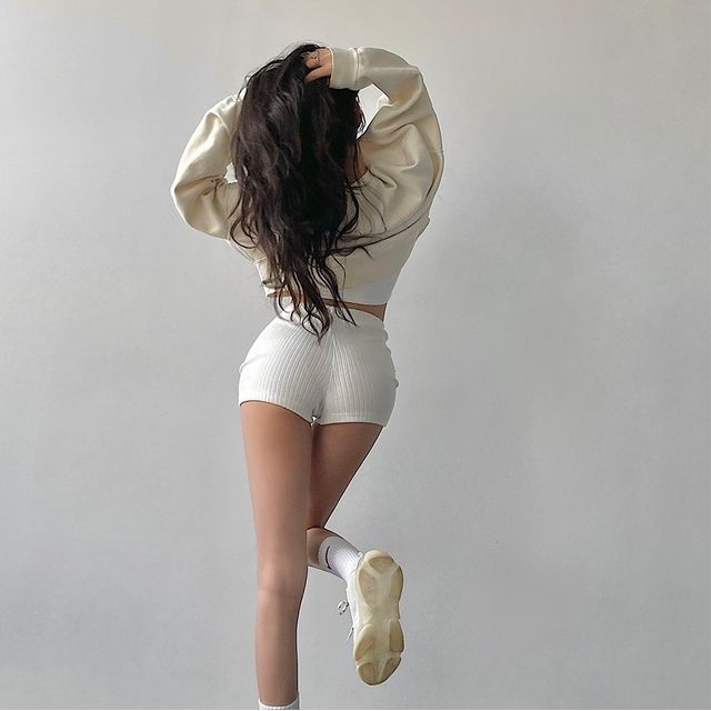 RainGirl-High-Waist Knit Hot Pants