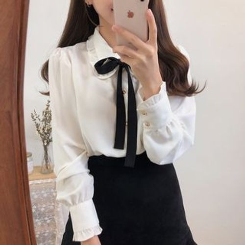 Leoom - Bow Accent Long-Sleeve Blouse | YesStyle